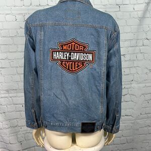 Harley-Davidson Logo Patch Denim Trucker Jacket Kid’s Size 16-18